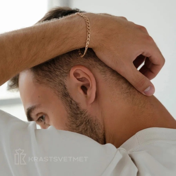 Браслет из красного золота, плетение «Ромб двойной»